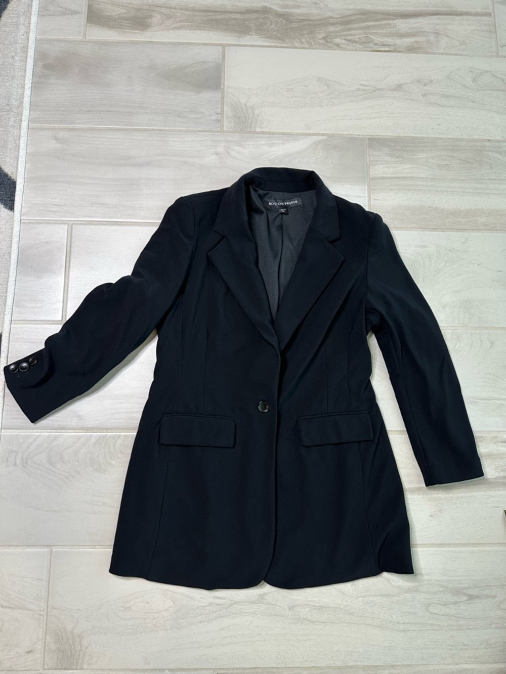 Boston Proper Black Single-Button Tailored Blazer